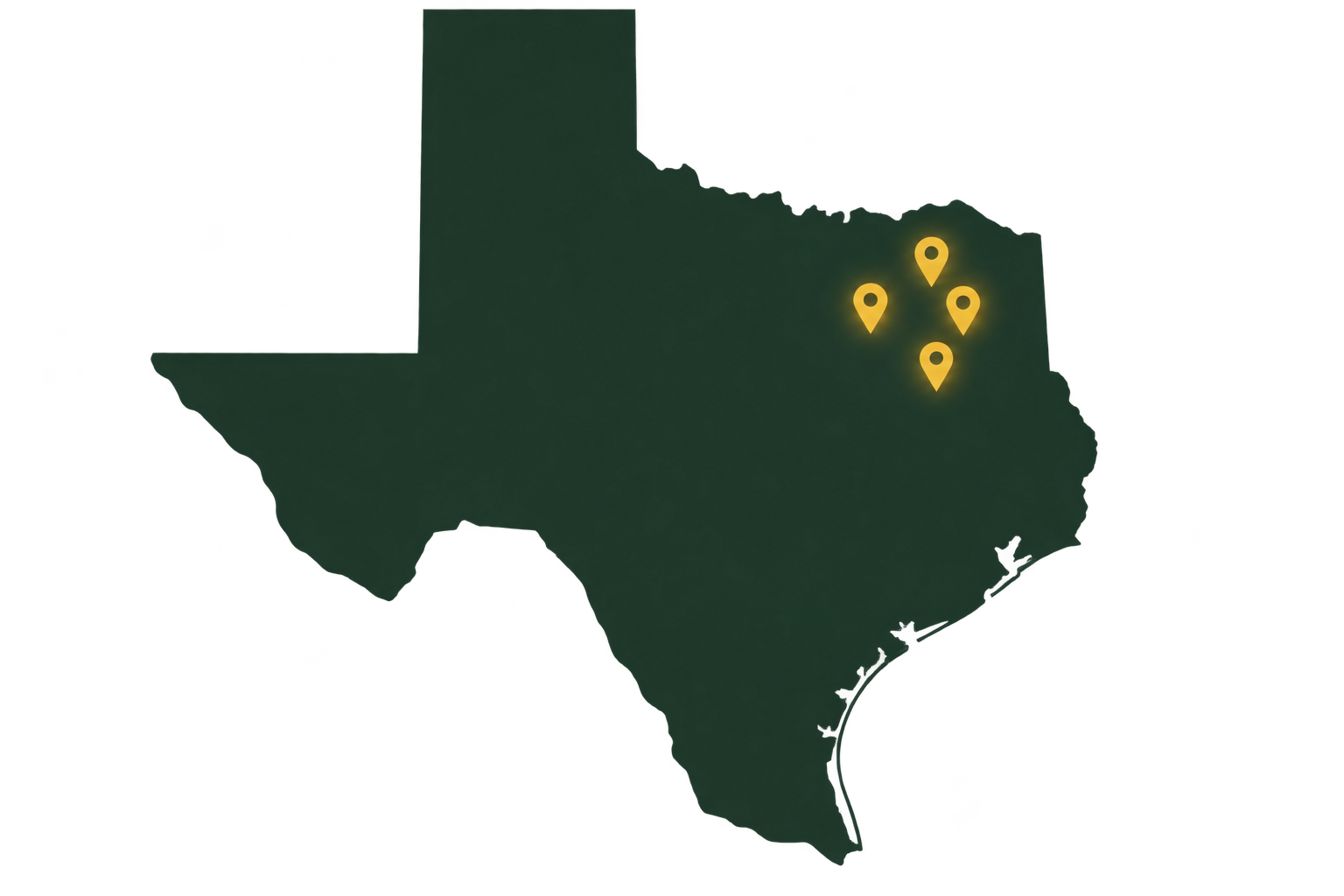 Map of IronPine's Texas service area